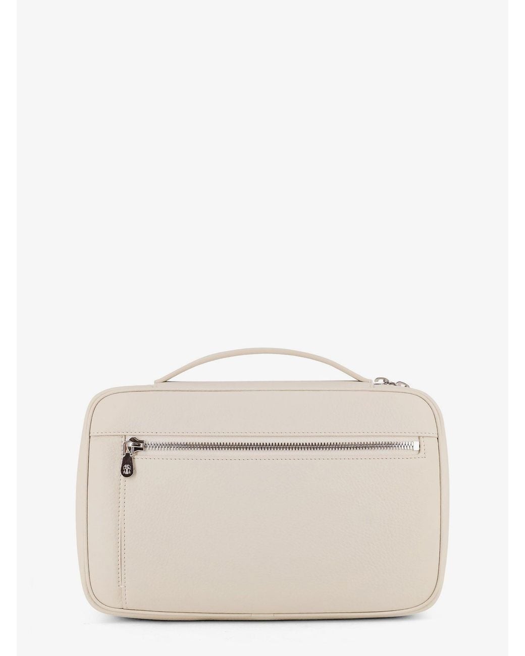 Brunello Cucinelli Natural Leather Beauty Case With Metal Logo Detail for men