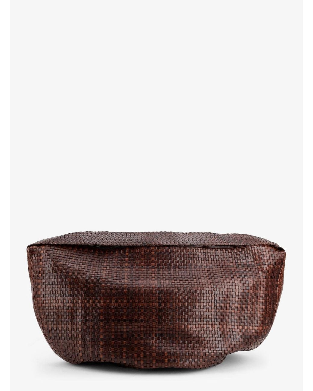 IBELIV Brown Clip Vegetable-Tanned Leather Shoulder Bag With A Woven Pattern