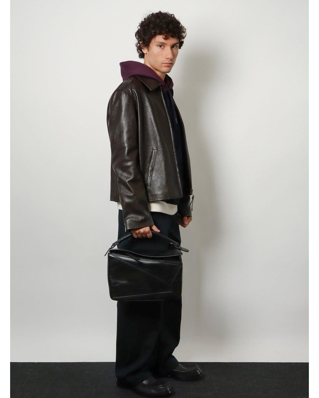 Loewe Black Puzzle Large Leather Bag for men