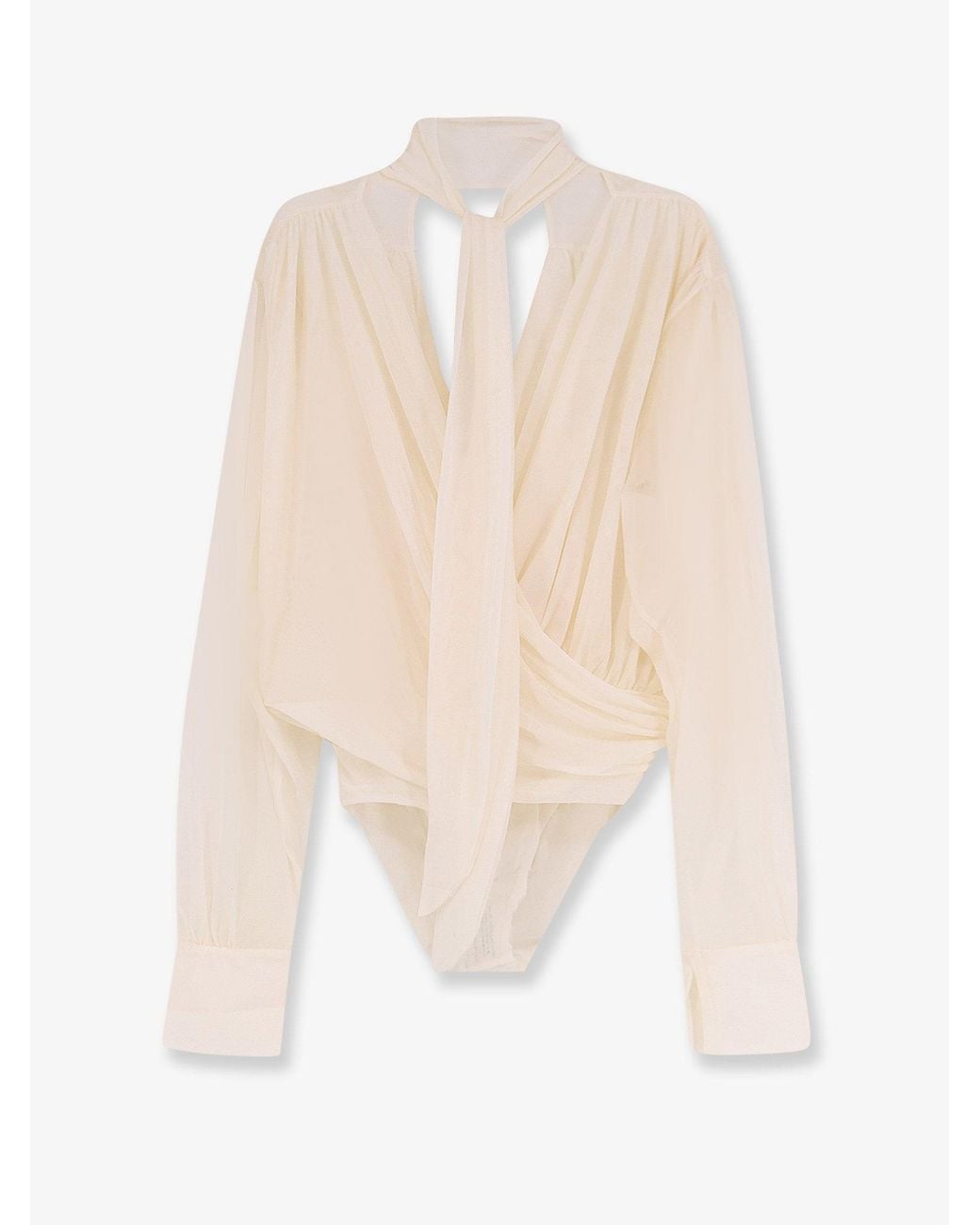 Amazuìn White Keila Sheer Stretch Tulle Bodysuit