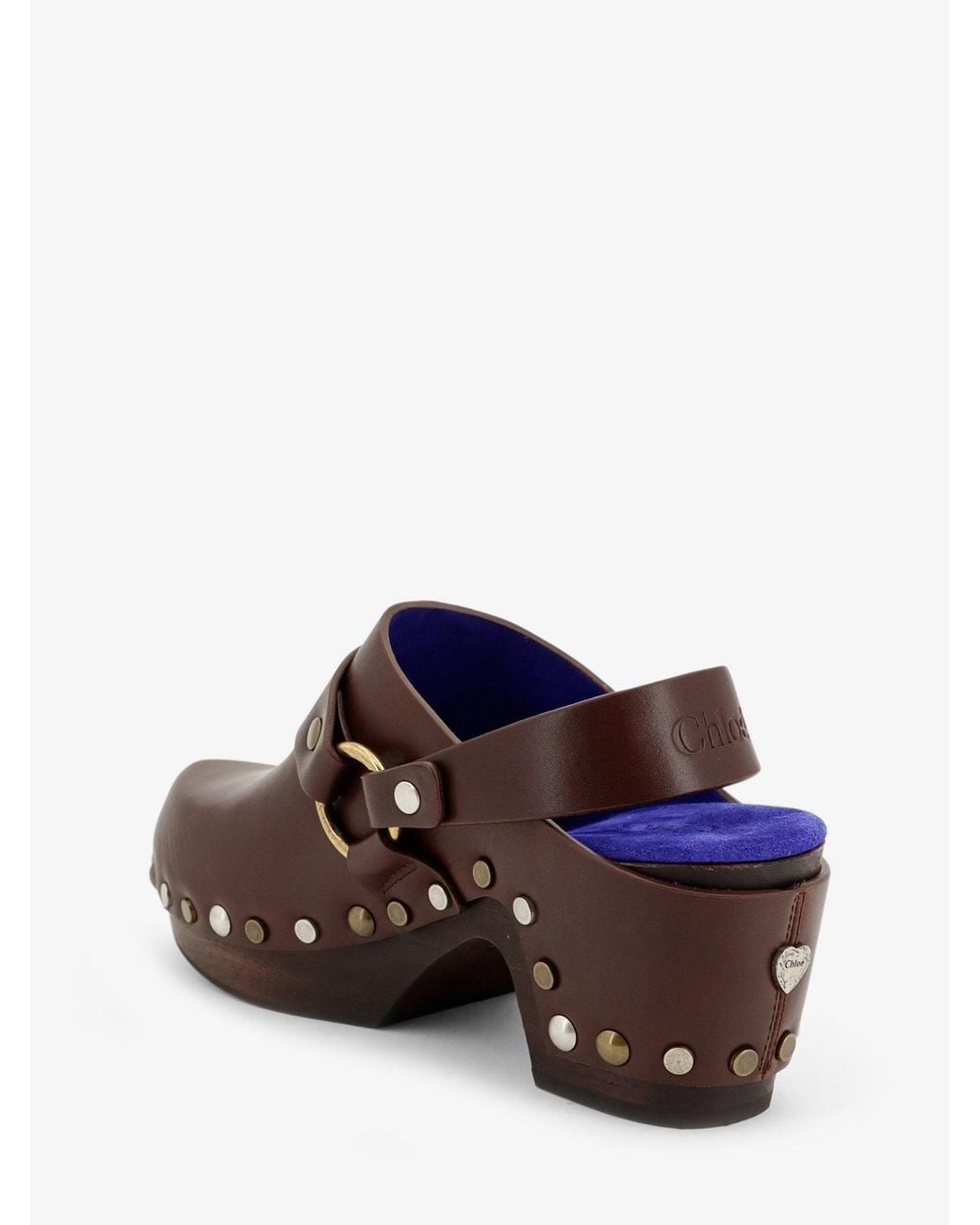 Chloé Brown Talis Wedge Leather Clogs