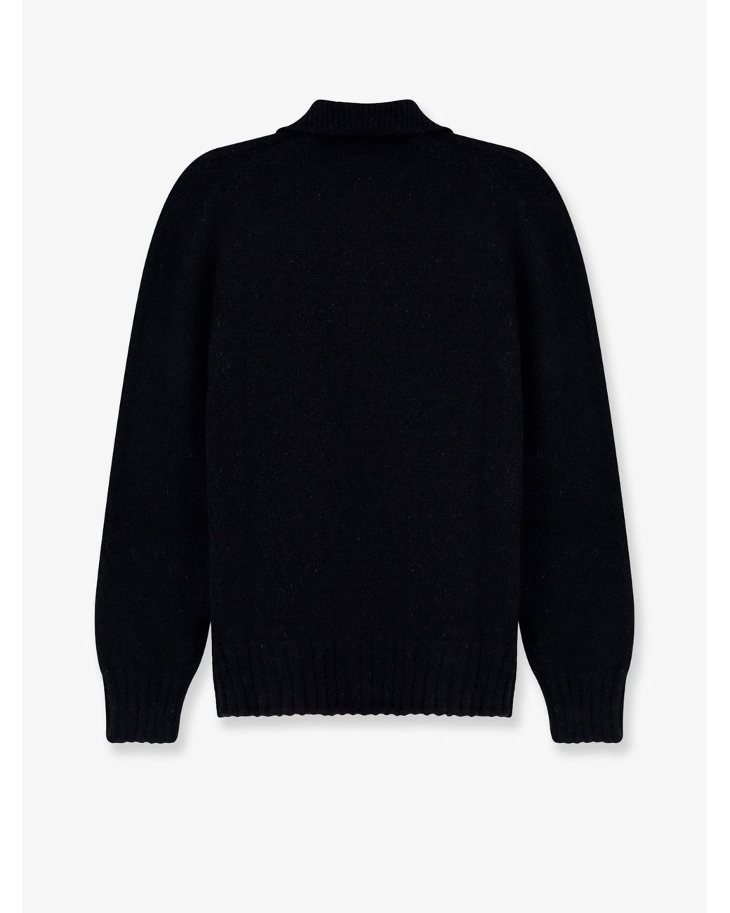 Alpha Studio Blue Wool Blend Ribbed Collar Sweater for men