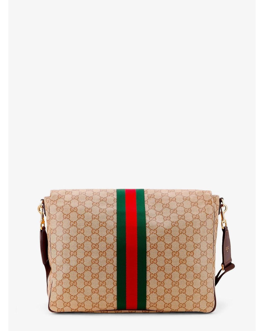 Gucci Brown Gg Canvas Crossbody Bag With Front Web Detail for men