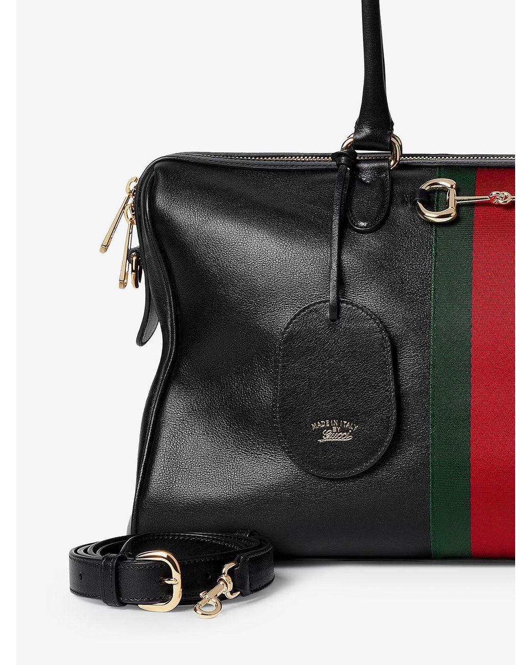Gucci Black Leather Shoulder Bag With Metal Clasp