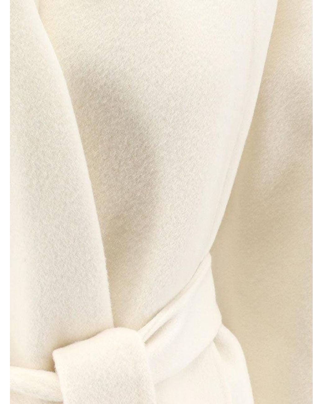 R2W White Marena Wool And Cashmere Coat With Shawl Collar