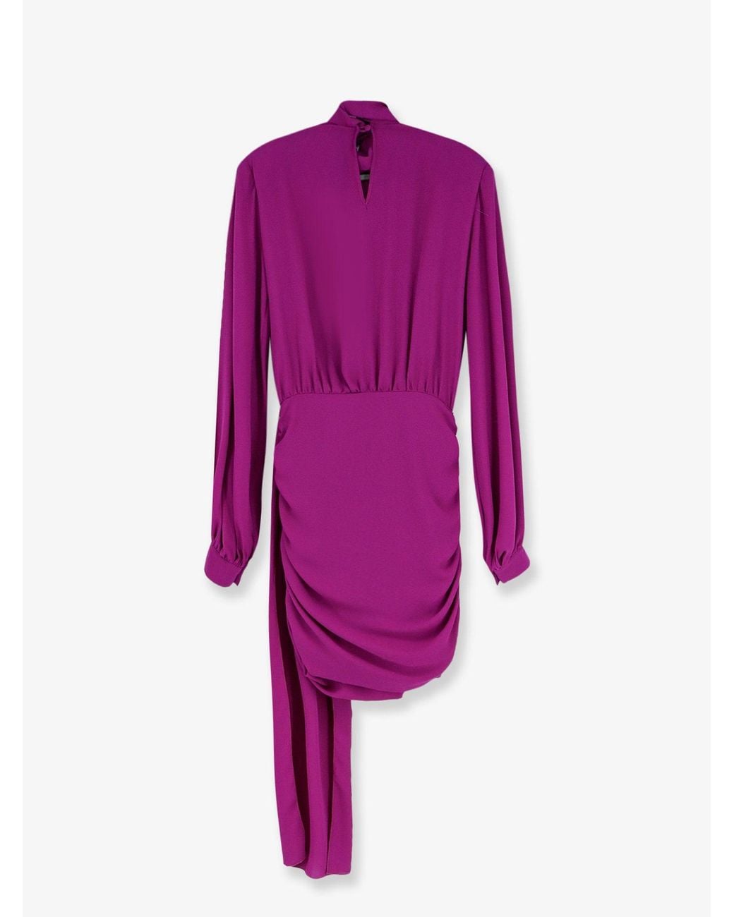 ACTUALEE Purple Satin Dress With Padded Shoulders