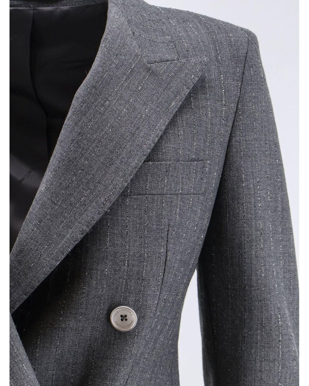 Tagliatore Gray Parigi Stretch Virgin Wool Suit With Pinstripe Effect