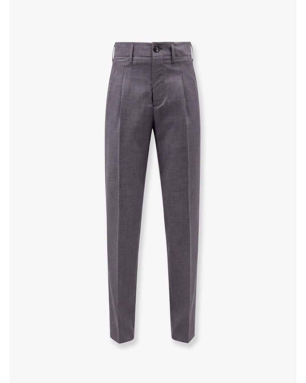 AMI Gray Virgin Wool Trousers for men