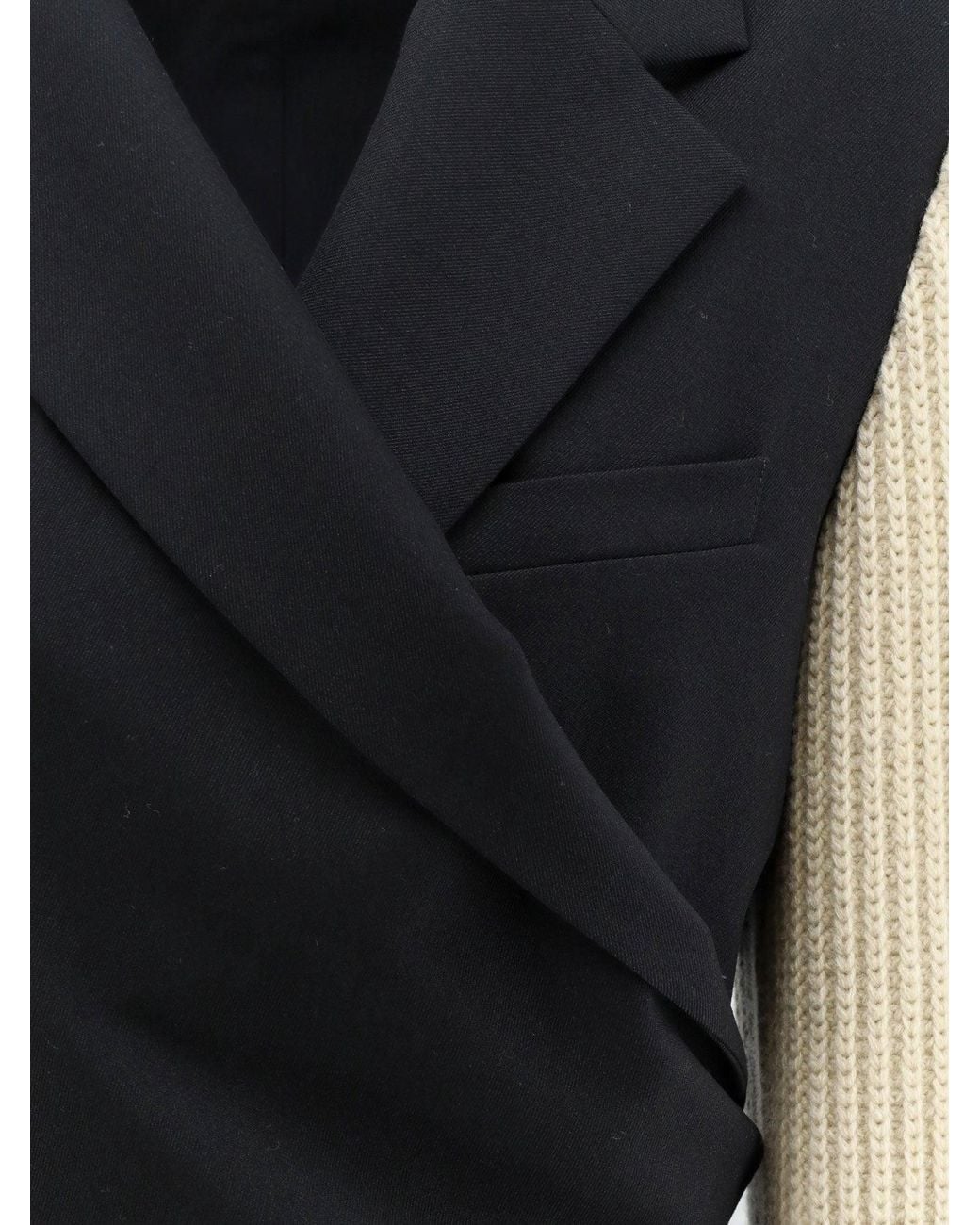 Dries Van Noten Blue Beline Bis Wool Blazer With Contrasting Sleeves
