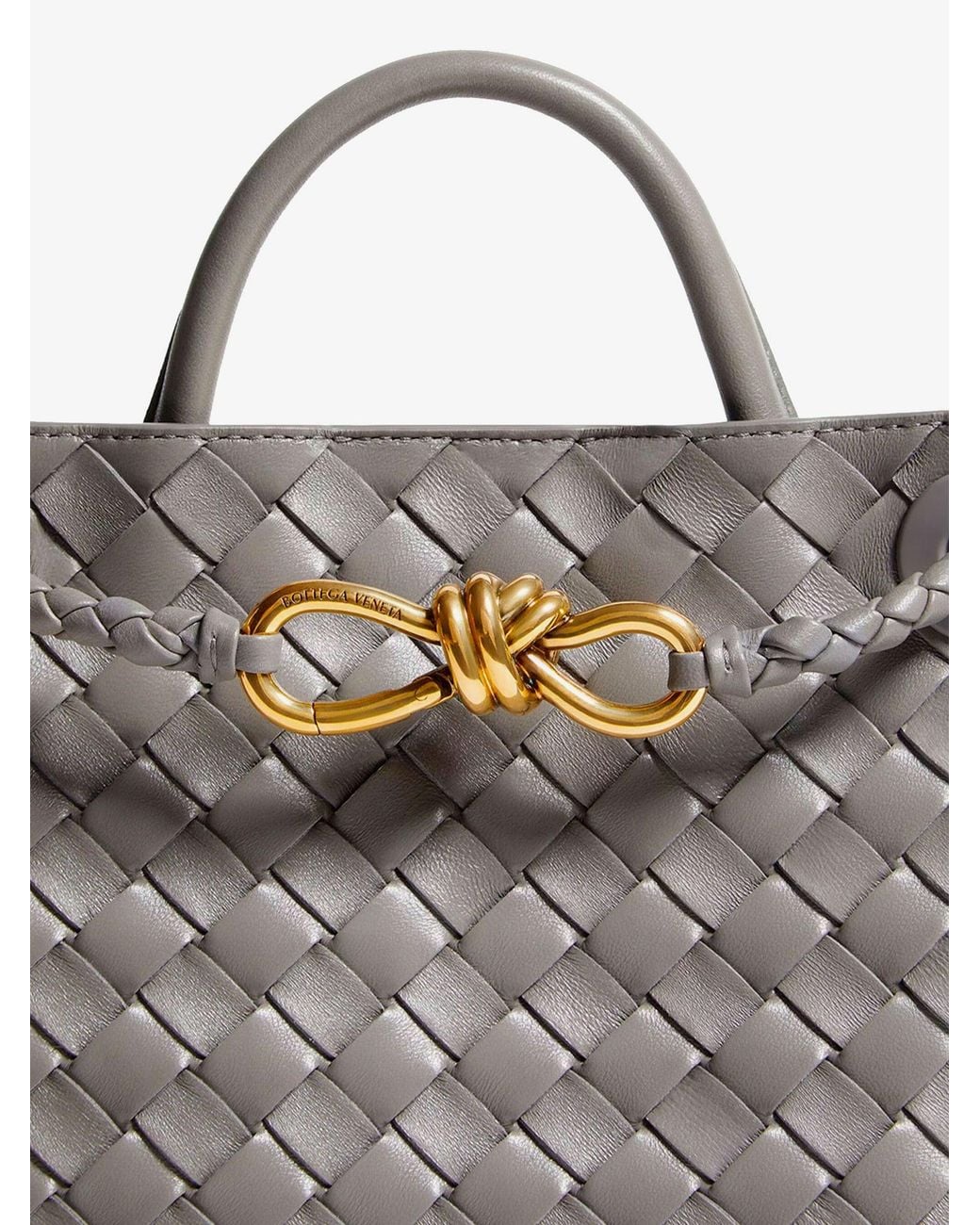 Bottega Veneta Gray Andiamo Small Leather Crossbody Bag