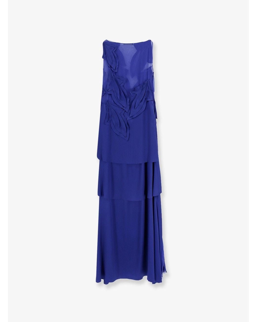 Alberta Ferretti Blue Satin Long Dress