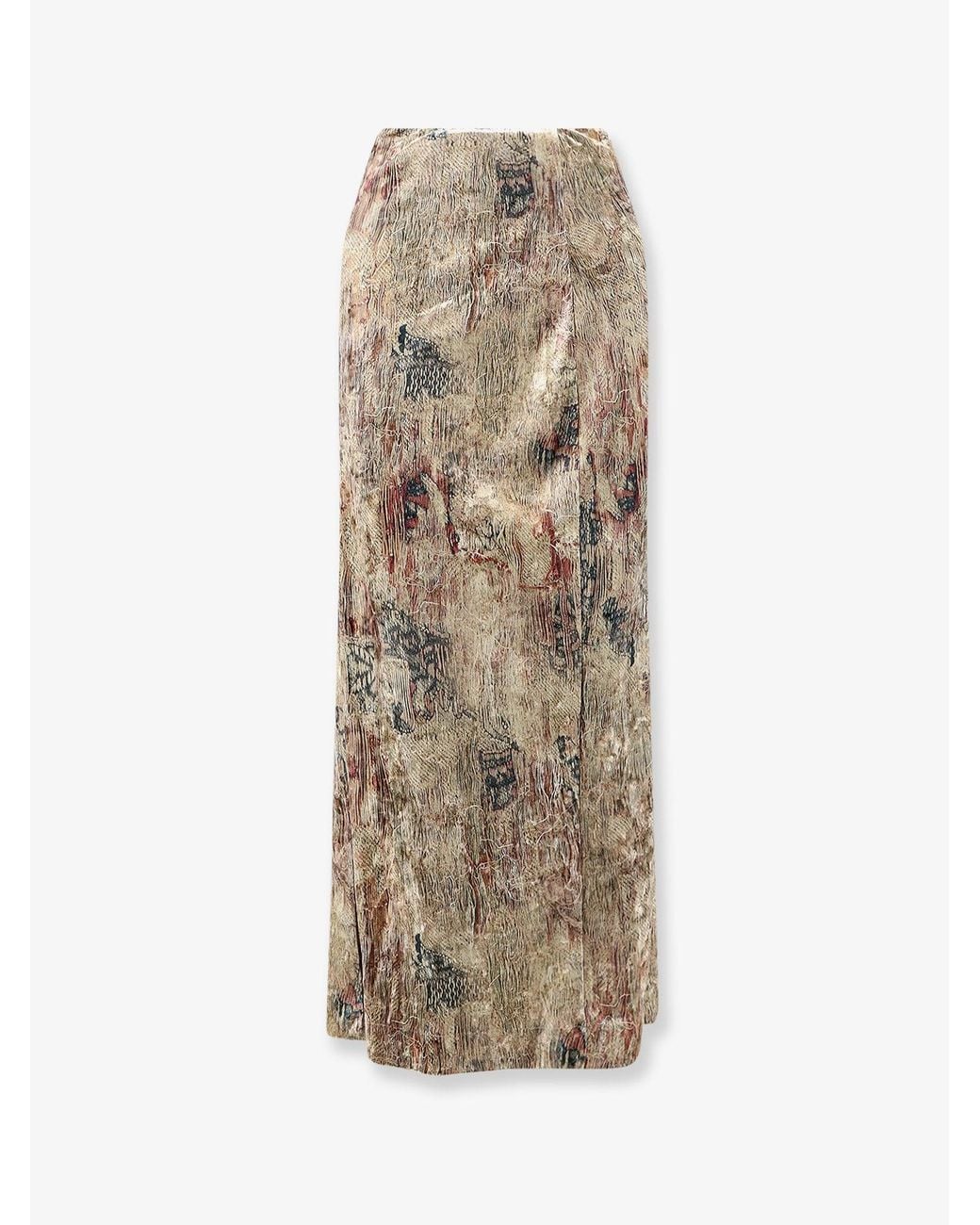 Pierre Louis Mascia Natural Ranat Printed Chenille Midi Skirt