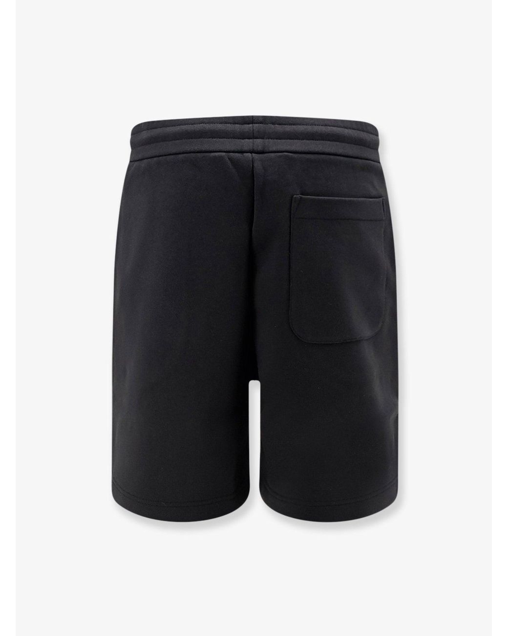 Moncler Black Cotton Bermuda Shorts With Front Logo Patch for men