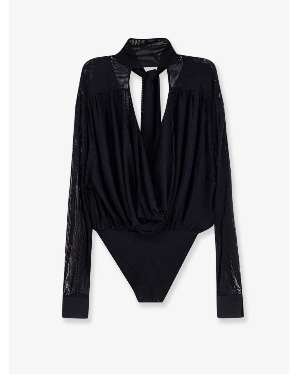 Amazuìn Blue Keila Sheer Stretch Tulle Bodysuit
