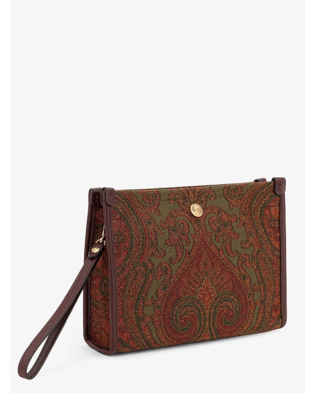Etro Brown Paisley Pattern Clutch Bag