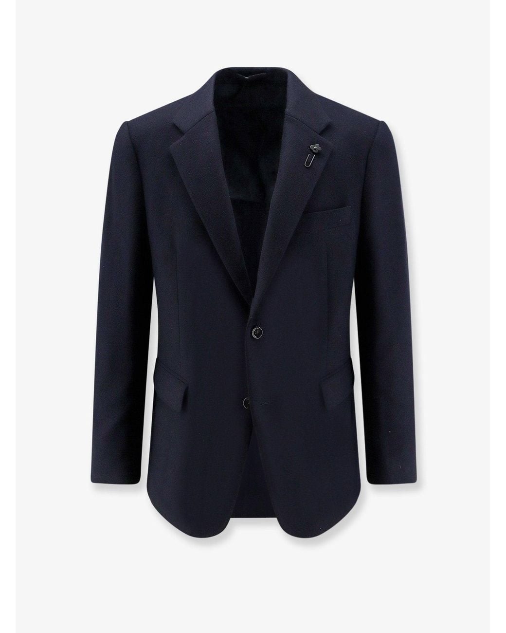 Lardini Blue Cashmere Blazer With Iconic Metal Pin for men