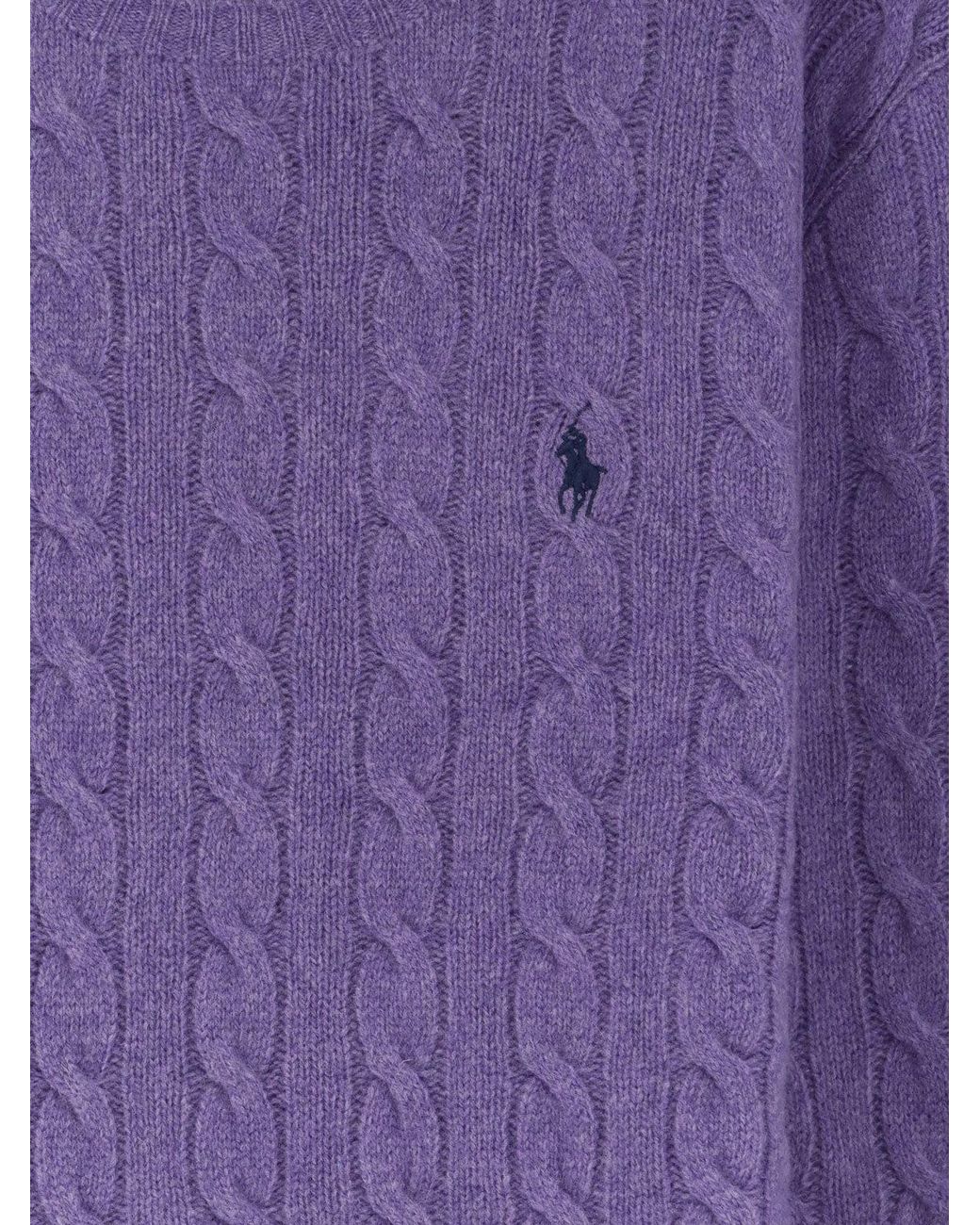Polo Ralph Lauren Purple Cable Knit Wool Sweater for men