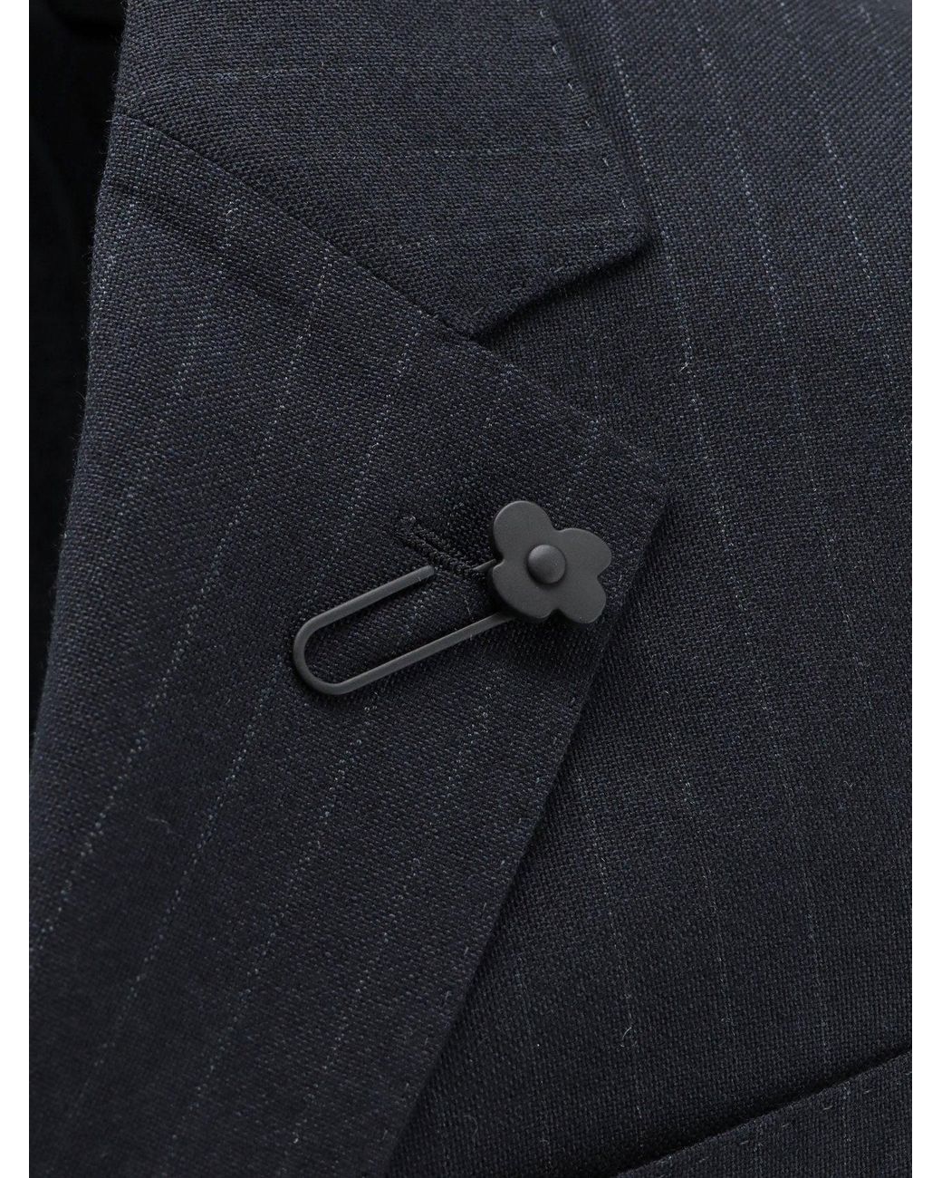 Lardini Blue Virgin Wool Suit With Pinstripe Pattern for men