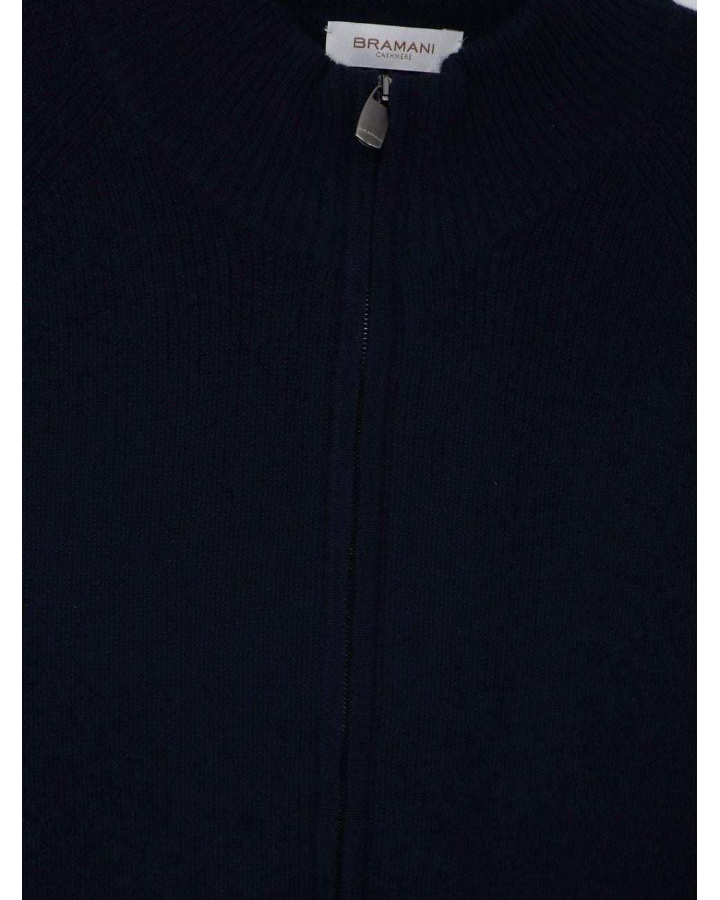 Bramani Cashmere Blue Cashmere Zip-Up Cardigan for men