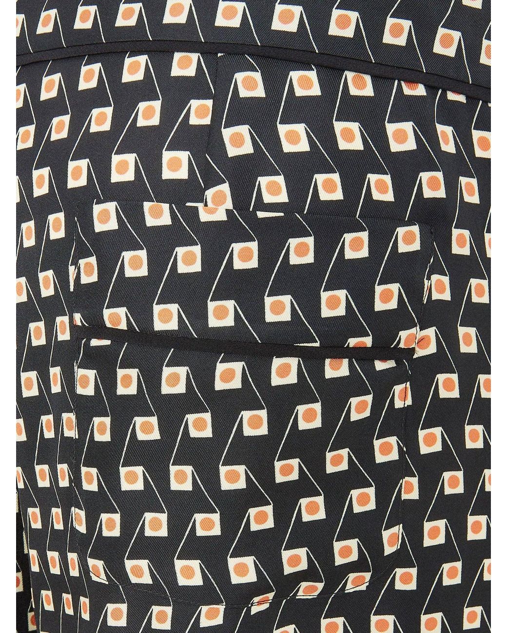 Fendi Black Printed Silk Pajamas Trousers