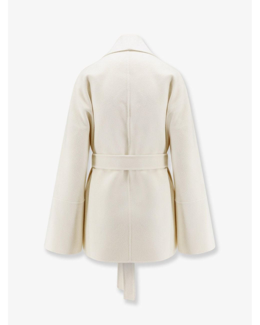 R2W White Marena Wool And Cashmere Coat With Shawl Collar