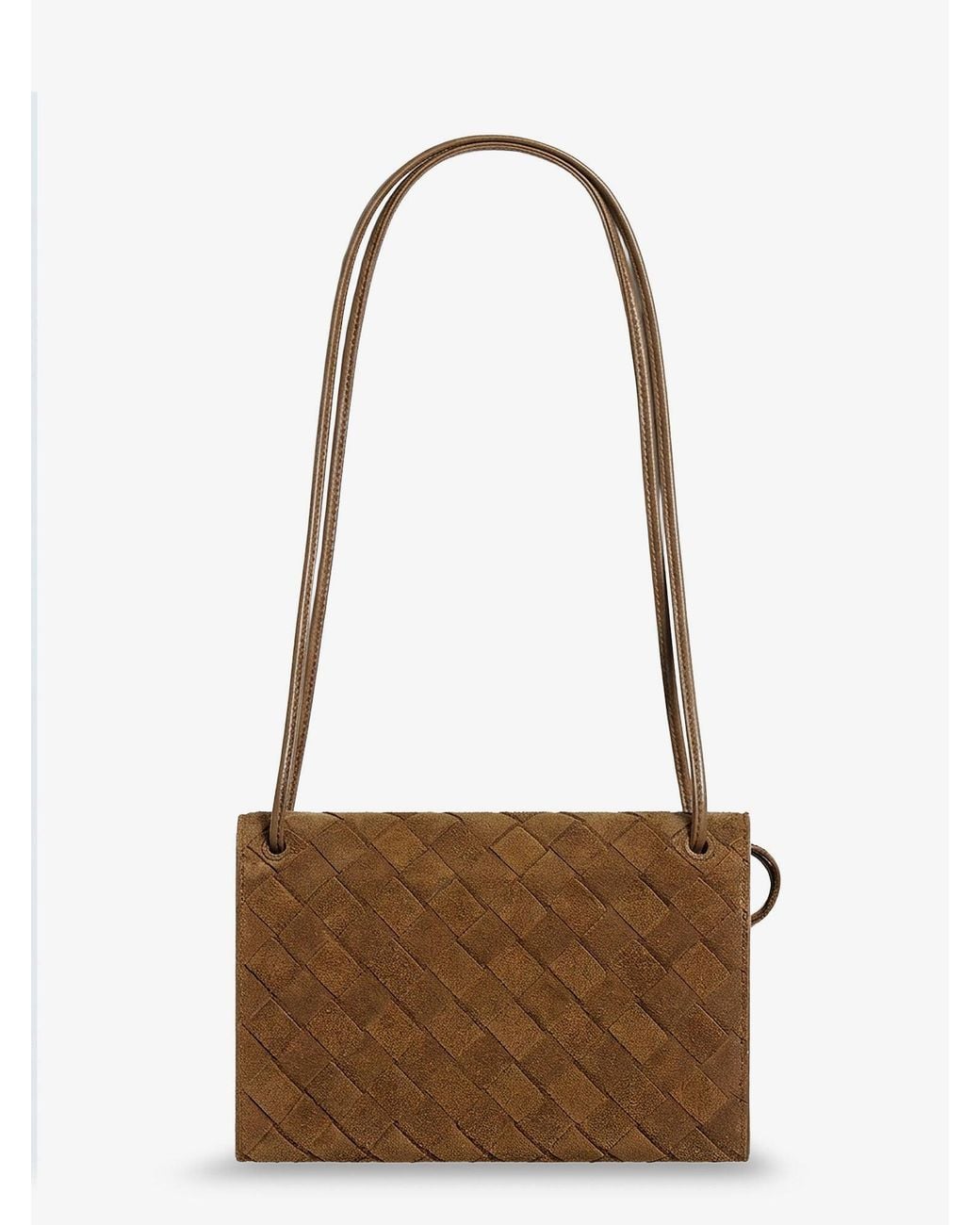 Bottega Veneta White Suede Crossbody Bag With Intrecciato Motif