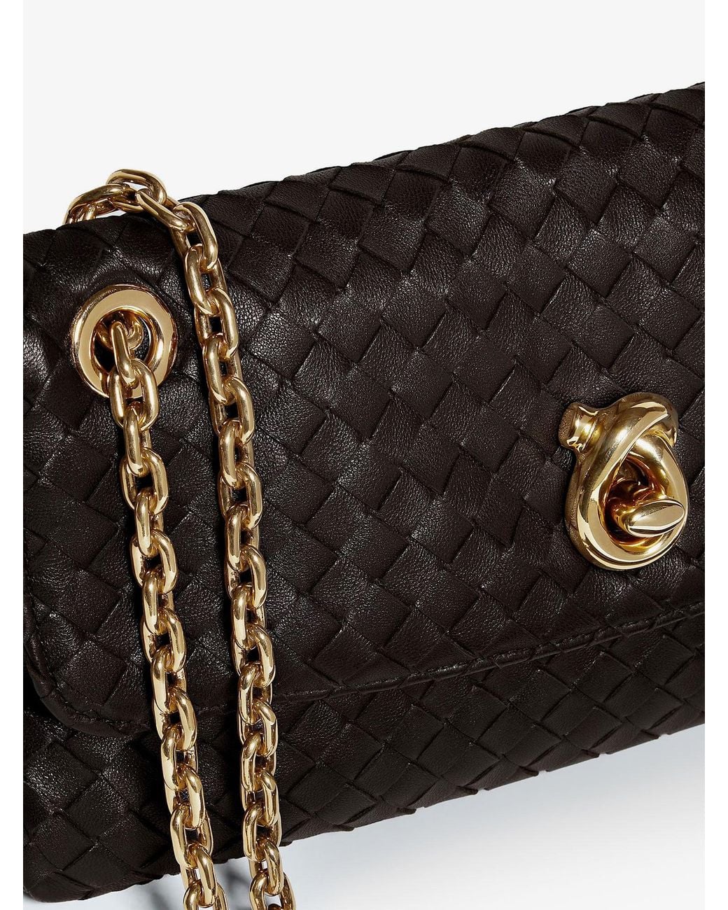 Bottega Veneta Black Madison Leather Crossbody Bag With Intrecciato Motif