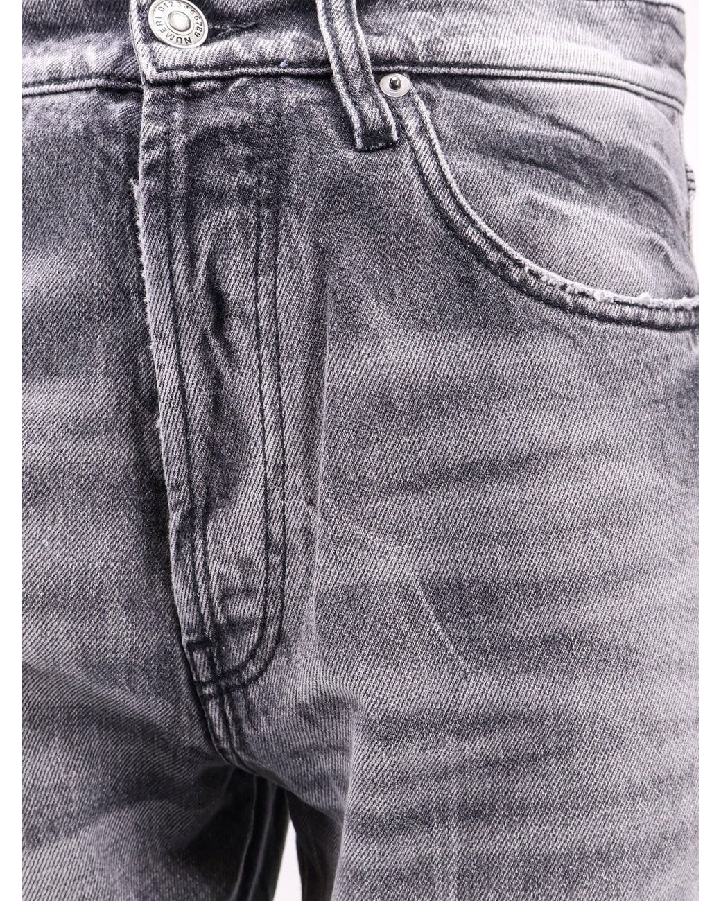 NUMERI 123456789 Gray Washed-Out Cotton Trousers for men
