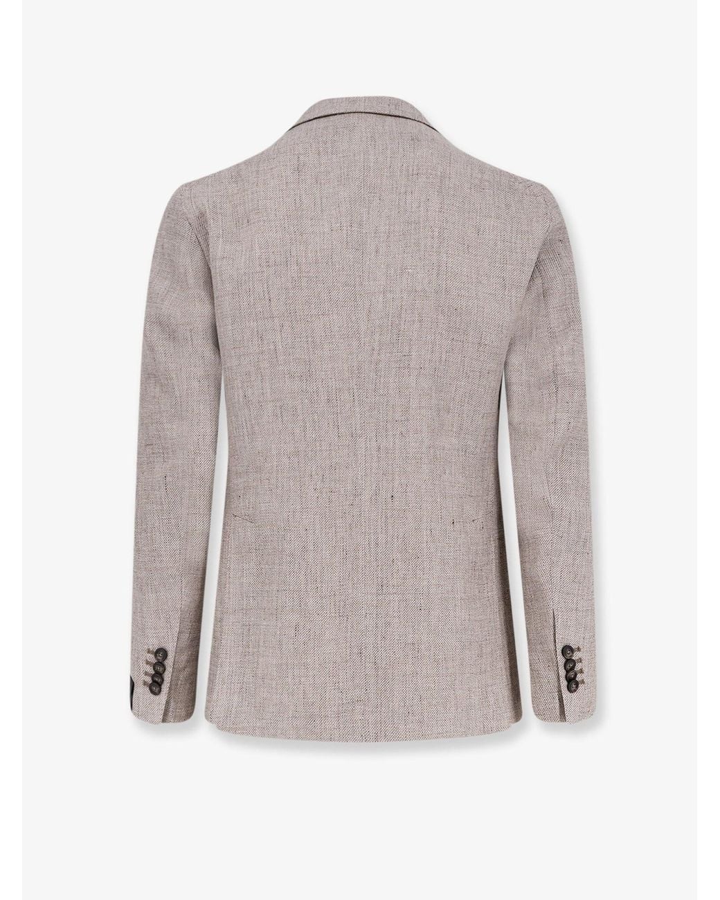 Tagliatore Gray Single-Breasted Linen And Virgin Wool Blazer for men