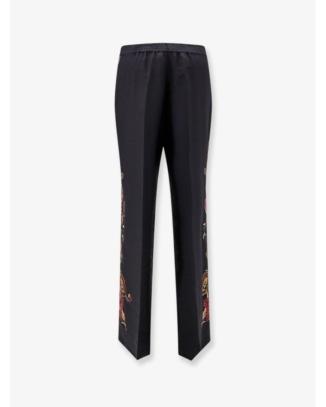 Etro Blue Silk Trousers With Paisley Pattern