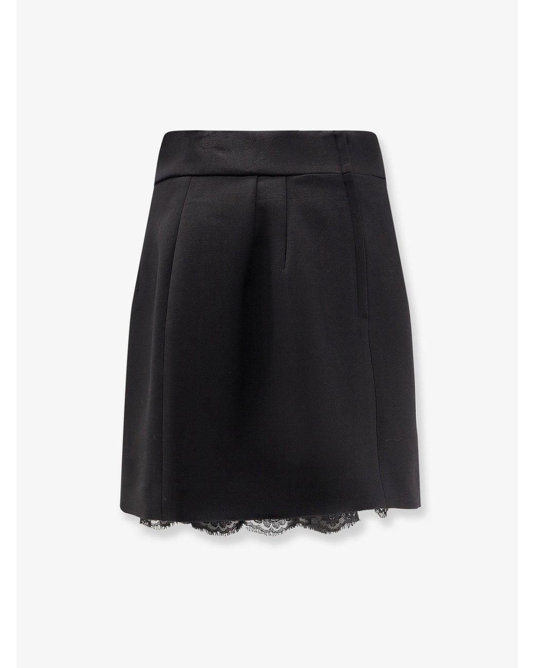 Dolce & Gabbana Black Virgin Wool Miniskirt With Lace Detail