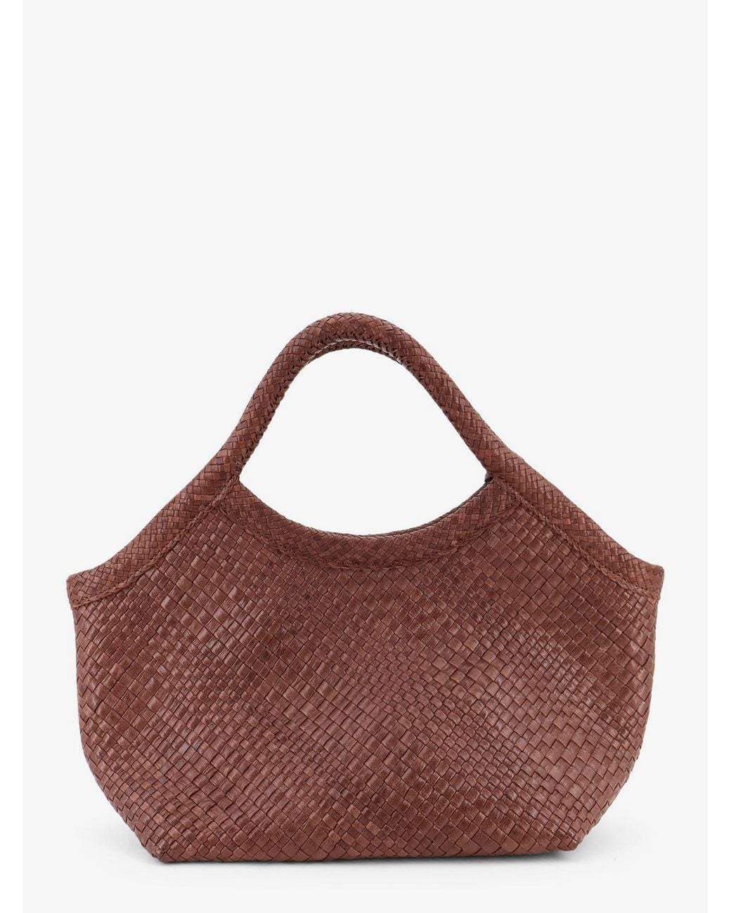 IBELIV Brown Pure Medium Vegetable-Tanned Leather Handbag With A Woven Pattern