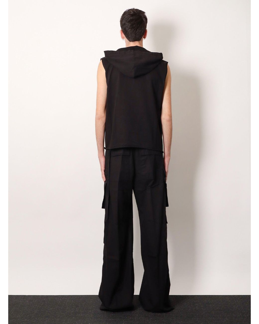 Rick Owens Black Double Cargo Jumbo Belas Trousers for men