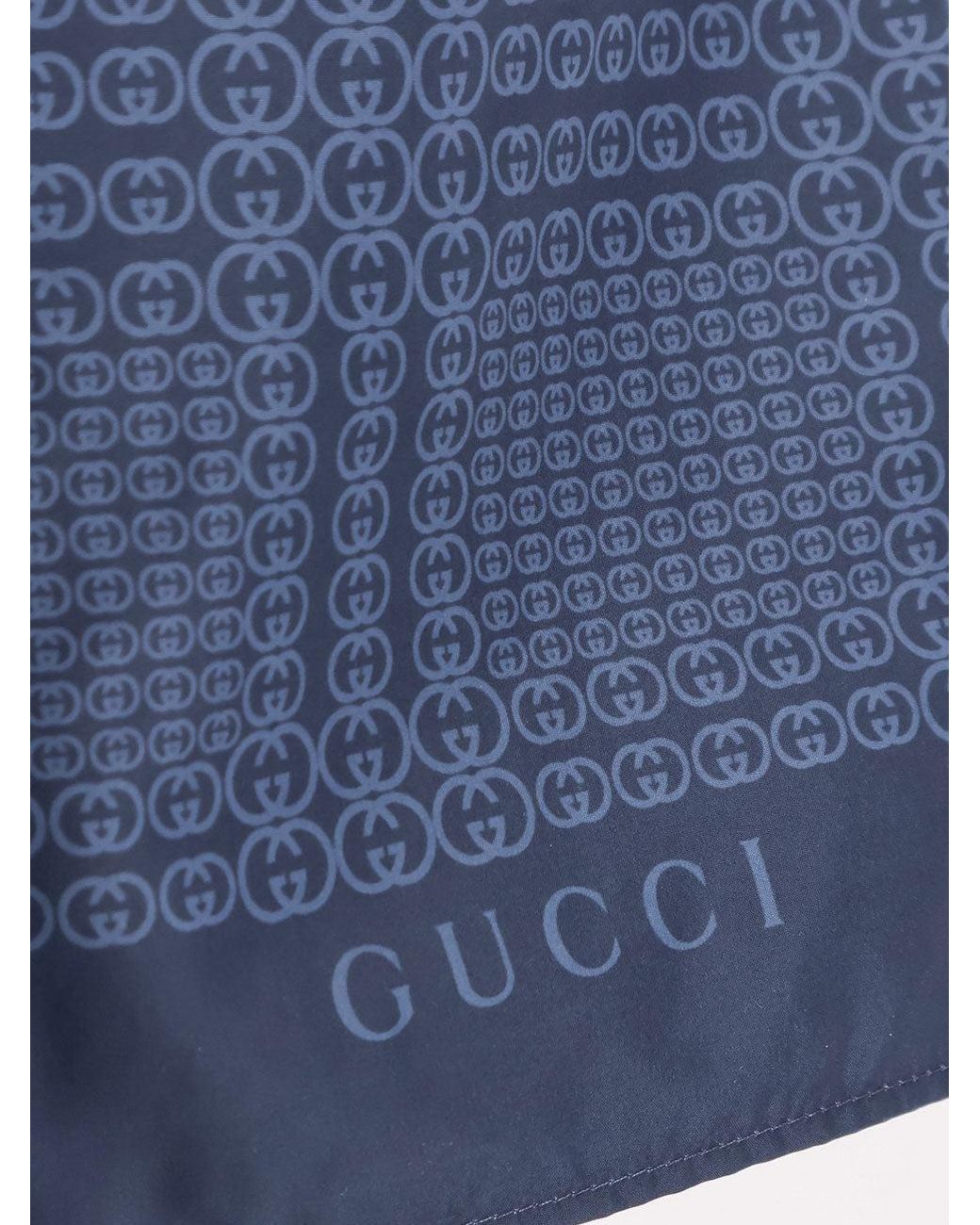 Nylon Swim Trunks With All-Over Incrocio Print-Uomo di Gucci in Blue da Uomo