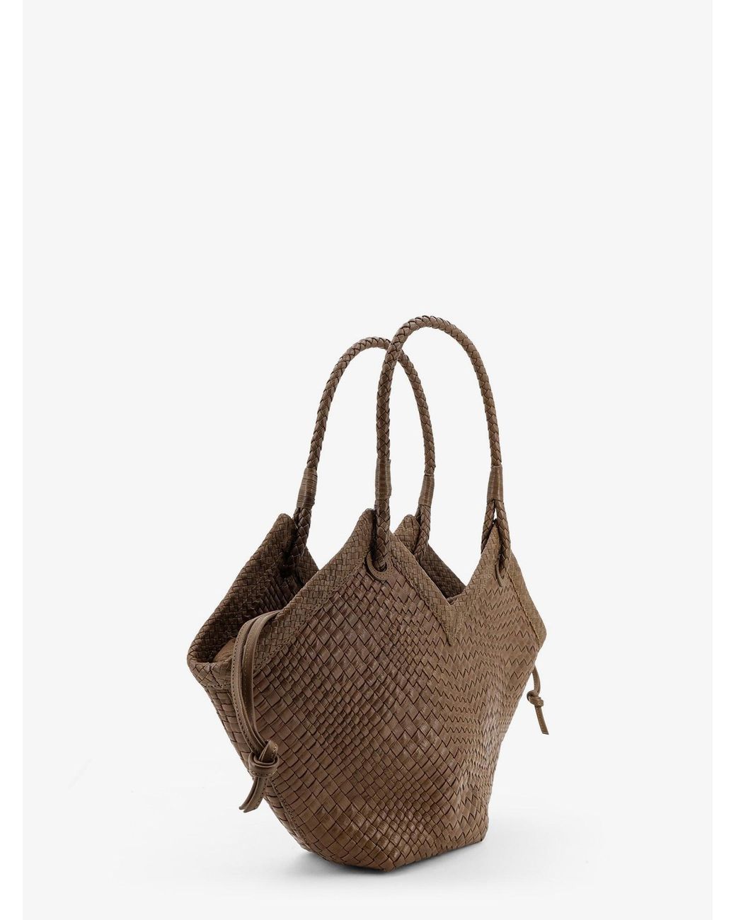 IBELIV Brown Trinity Medium Vegetable-Tanned Leather Shoulder Bag With A Woven Pattern