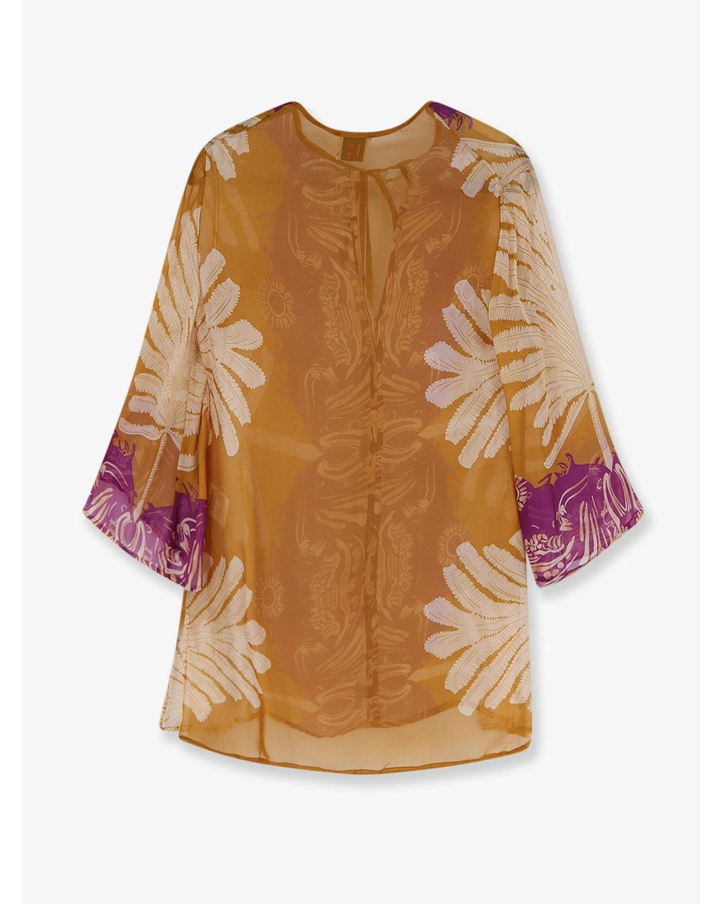 BYE Firenze Pink Palme Viscose And Silk Shirt