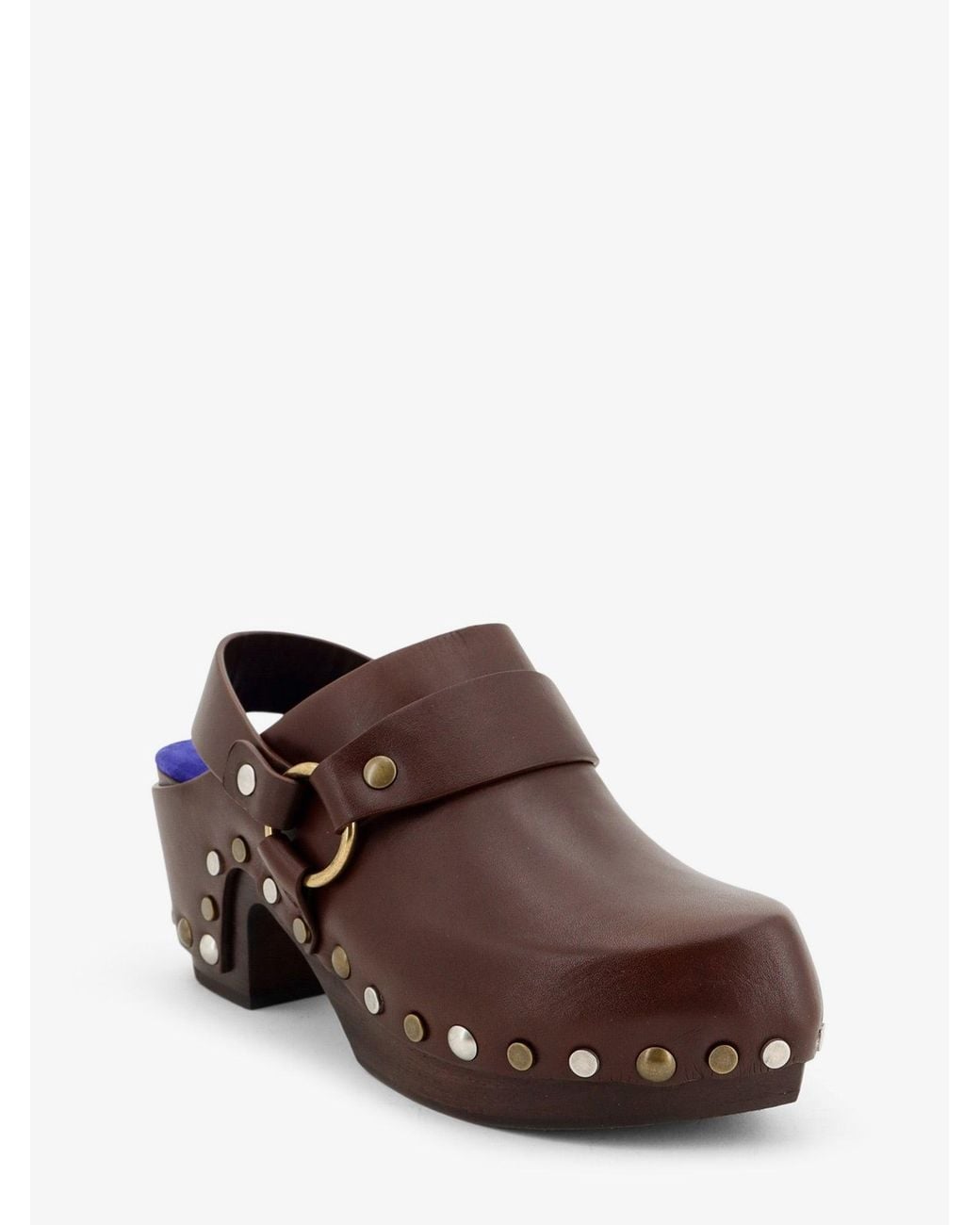 Chloé Brown Talis Wedge Leather Clogs