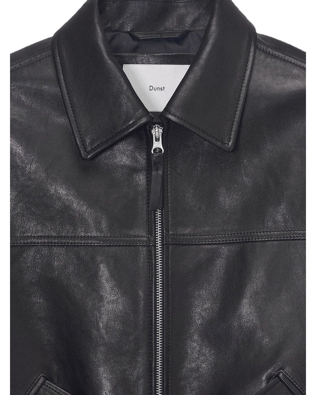 DUNST Black Refined Leather Jacket for men