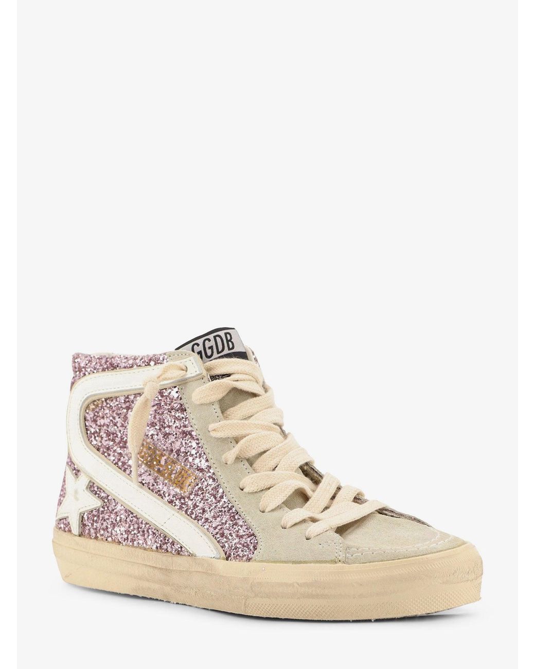 Golden Goose Deluxe Brand White Leather Sneakers With All-Over Glitter Detail