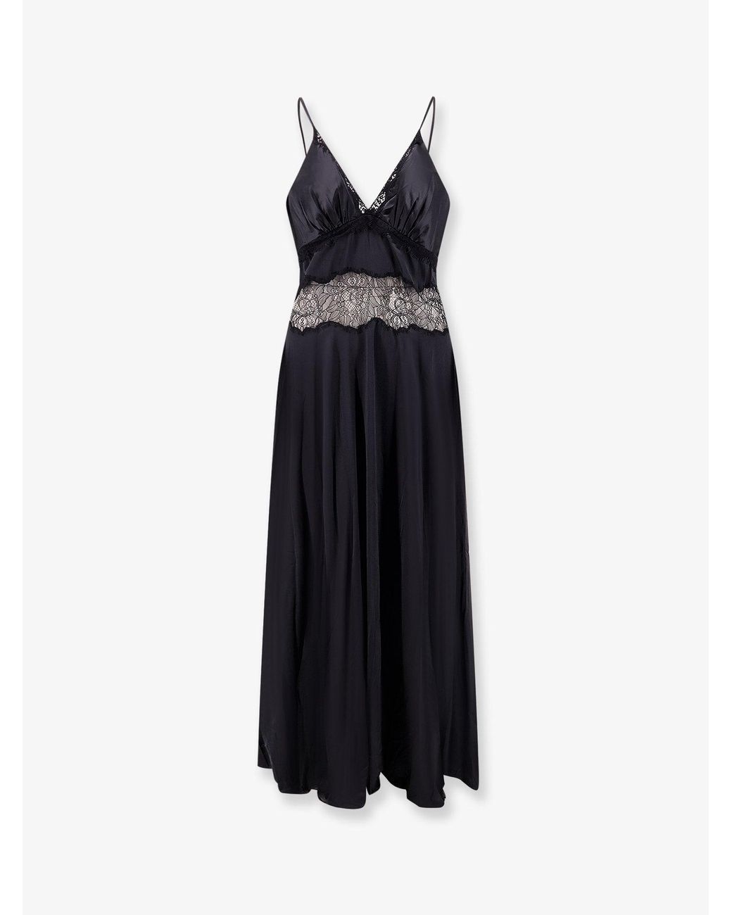 Mes Demoiselles Blue Cecile Viscose Dress With Lace Inserts