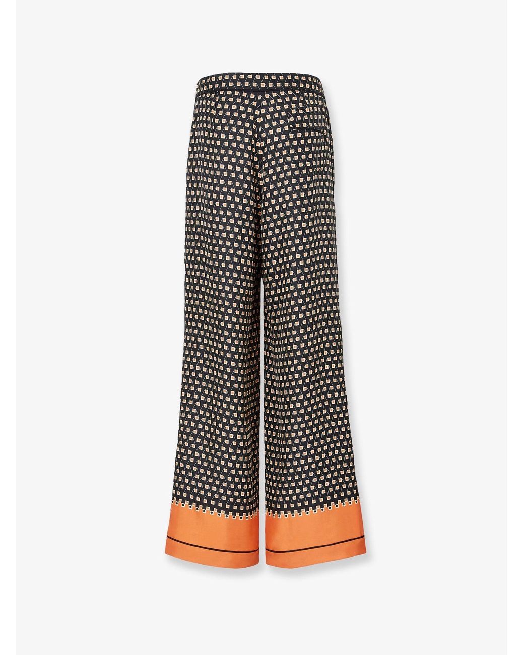 Fendi Black Printed Silk Pajamas Trousers