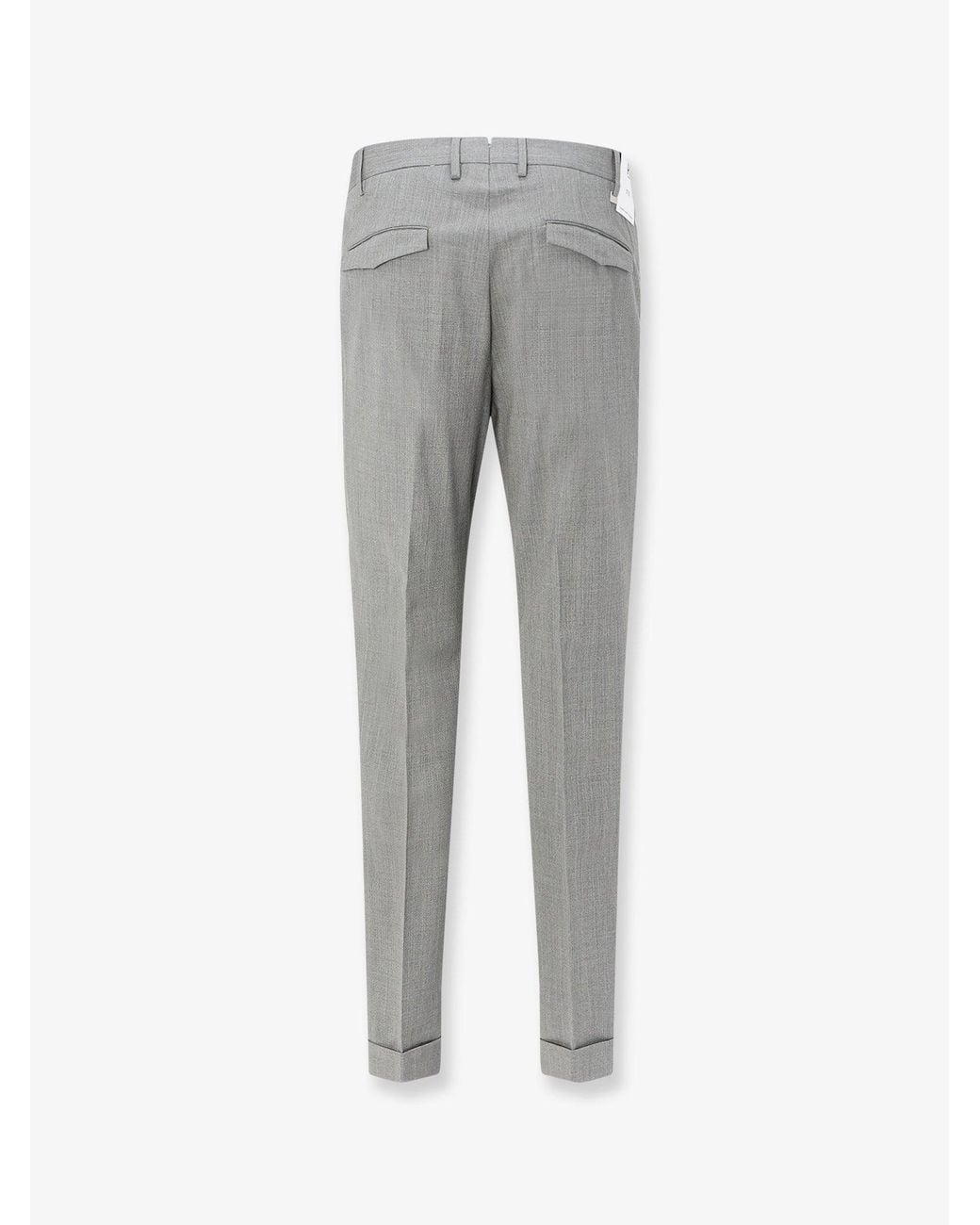 PT Torino Gray Madras Wool Trousers for men