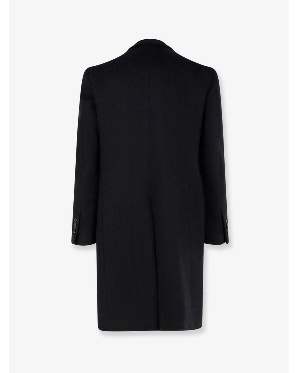 Lardini Black Single-Breasted Coat With Iconic Brooch for men