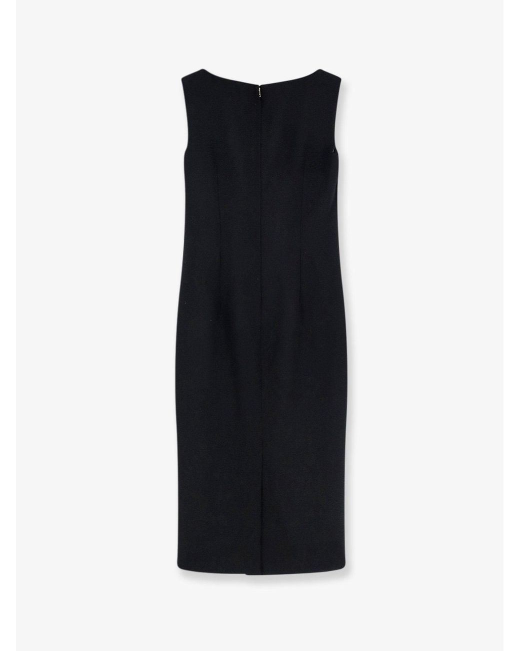 Dolce & Gabbana Black Virgin Wool Midi Dress