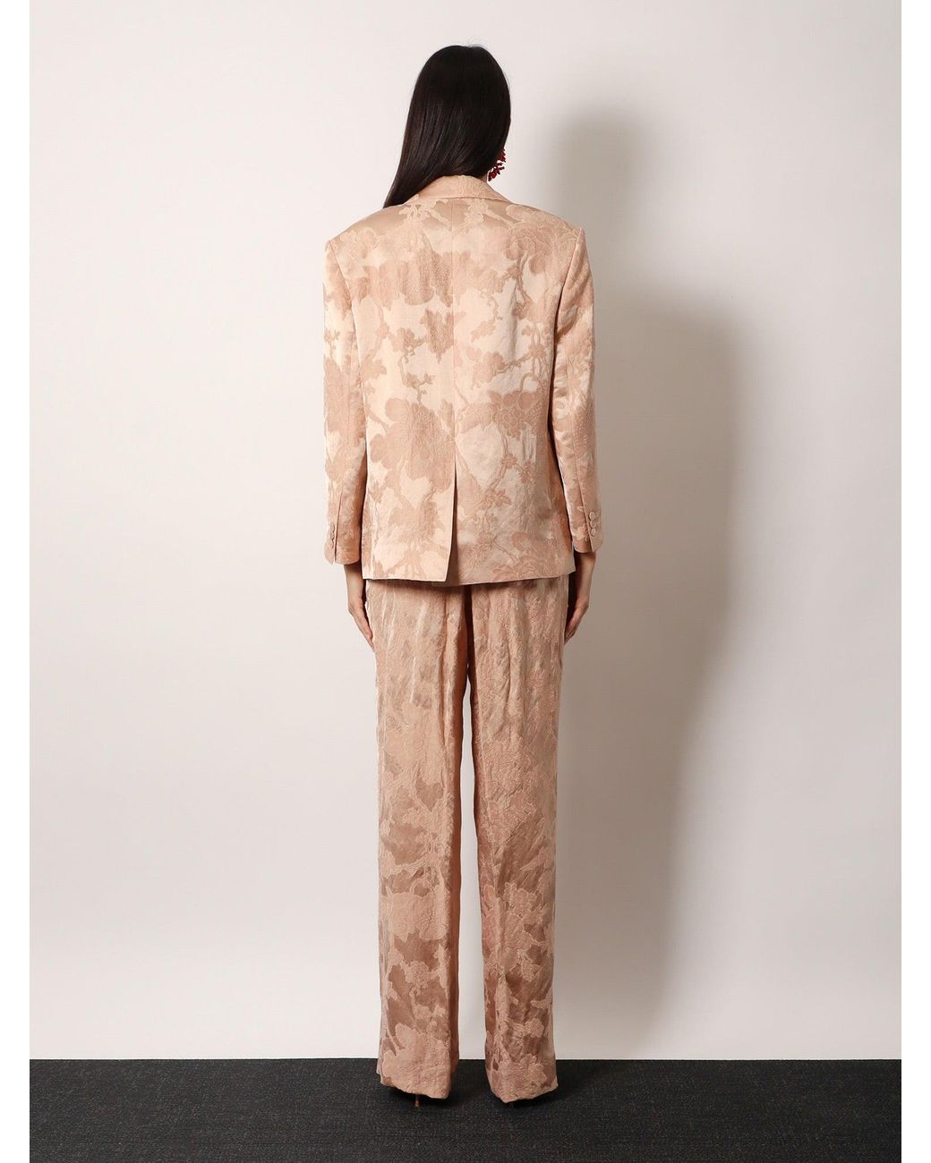 Dries Van Noten Natural Jacquard Linen Blend Blazer With Floral Motif