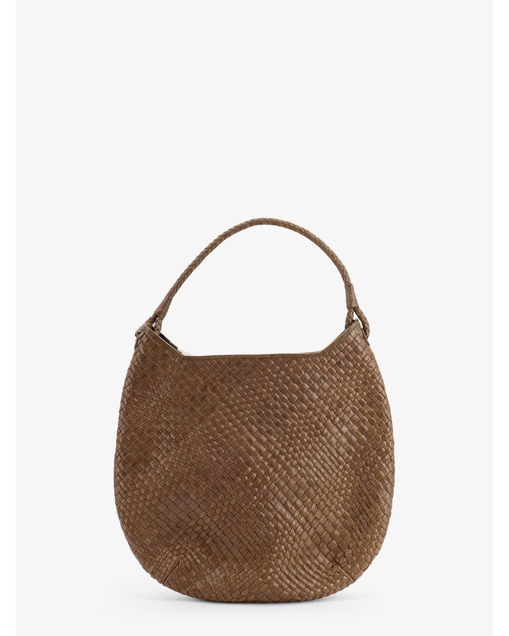 IBELIV Brown Lamia Vegetable Leather Shoulder Bag With Woven Pattern