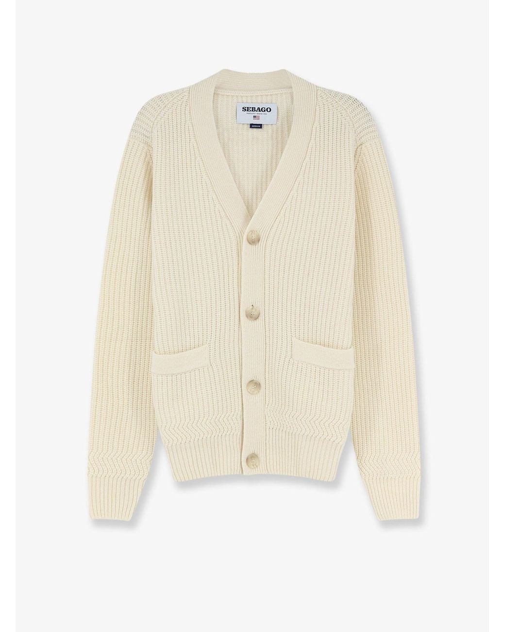 Sebago White Chandler Wool Blend Cardigan for men