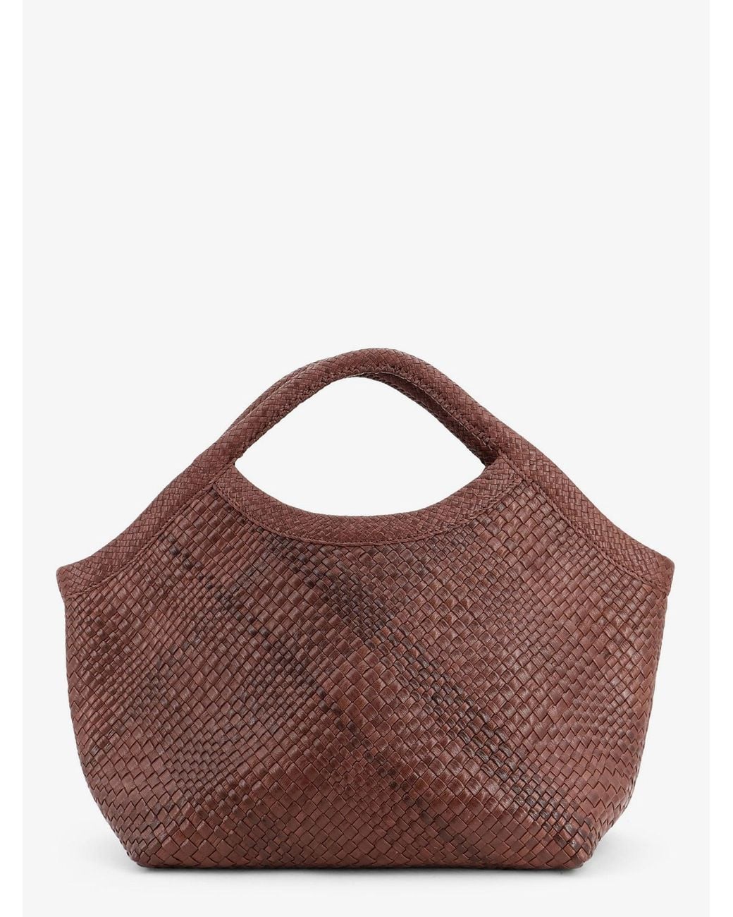 IBELIV Brown Pure Large Vegetable-Tanned Leather Handbag With A Woven Pattern