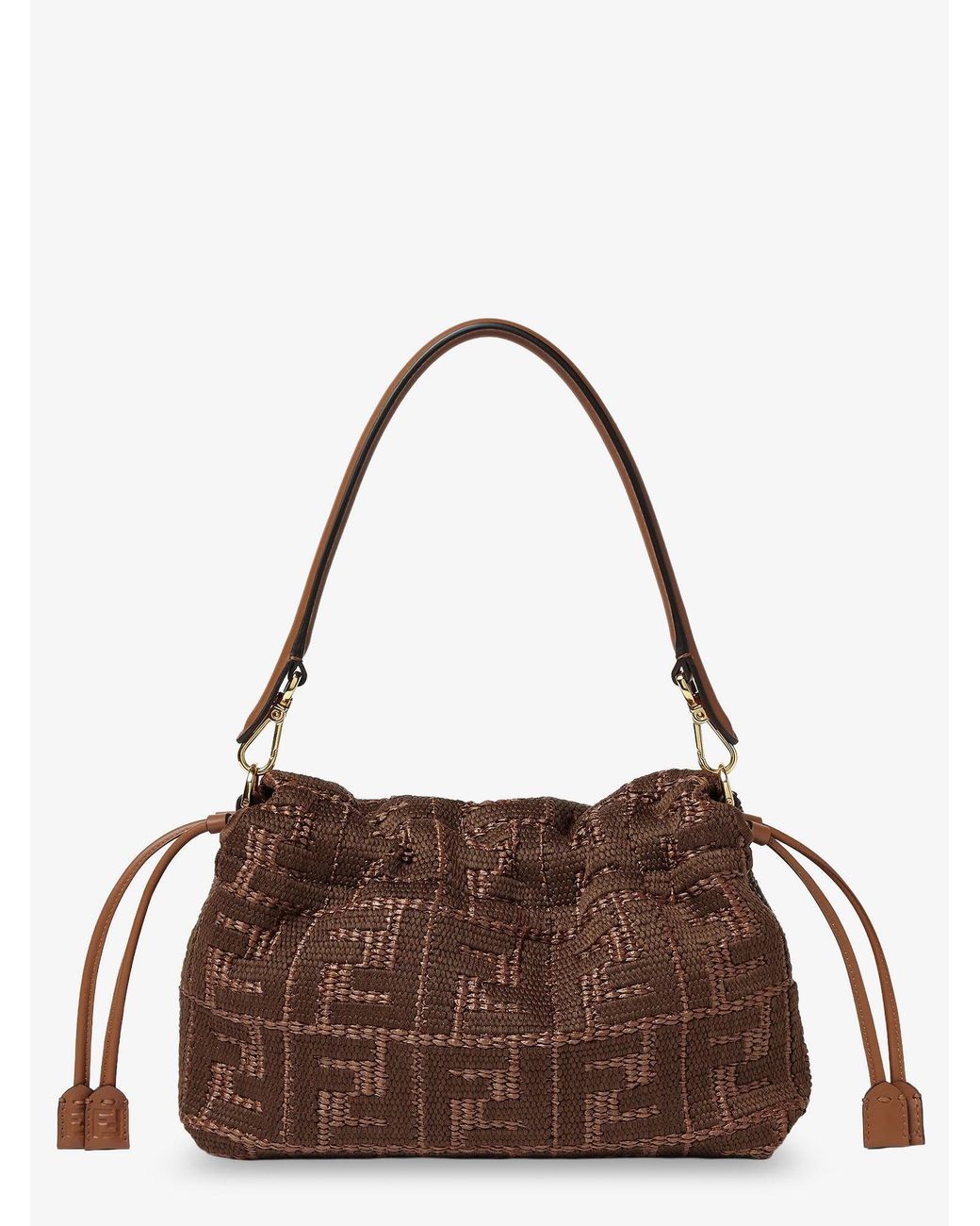 Fendi Brown Mamma Baguette Medium Raffia Handbag