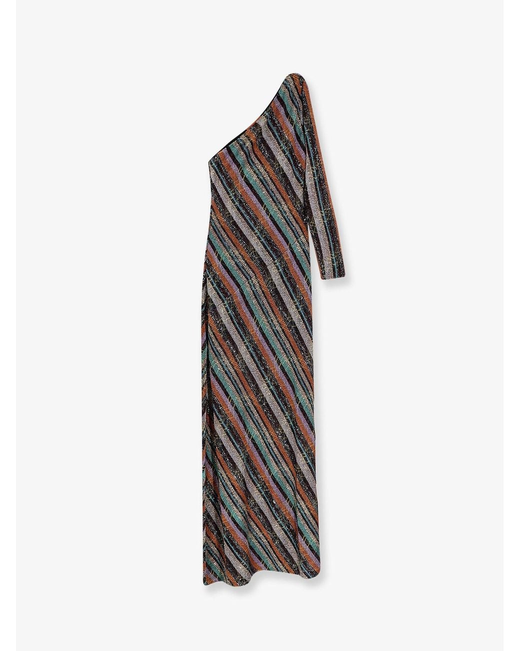 Missoni White Viscose Blend Long Dress With Chevron Pattern